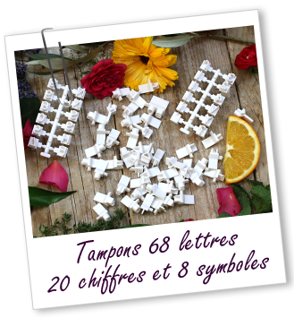 Tampon 68 lettres 20 chiffres et 8 symboles Aroma-Zone