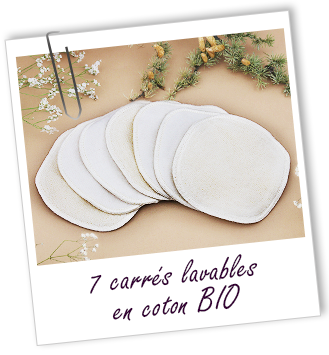 7 carrés lavables en coton BIO 7 carrés lavables en coton BIO