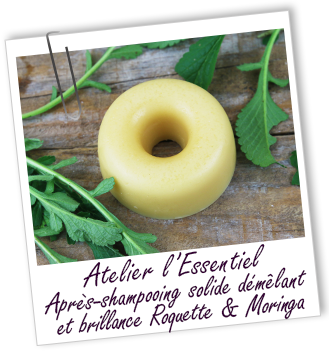 Atelier l'Essentiel - Après-shampooing solide démêlant et brillance Roquette & Moringa