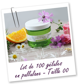Lot de 100 gélules en pullulane Taille 00 Aroma-Zone