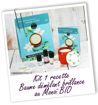 Coffret cosmétique maison Baume démêlant brillance au monoï BIO Aroma-Zone
