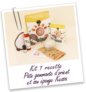 Coffret cosmétique maison Pâte gommante d'Orient et son éponge Kessa