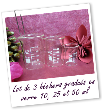 Lot de 3 béchers gradués en verre 10 ml , 25 ml, 50 ml Aroma-Zone