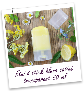 Etui à stick 50 ml blanc satiné transparent Aroma-Zone