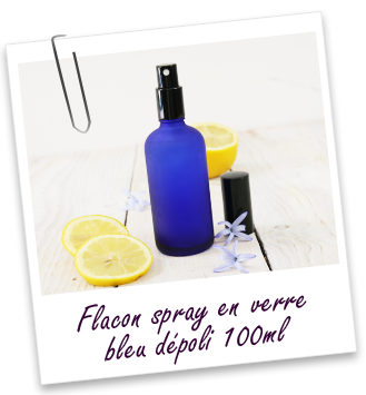 Flacon spray en verre bleu dépoli 100mL Aroma-Zone