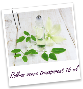 Flacon roll-on 15 ml en verre transparent et bille acier Aroma-Zone
