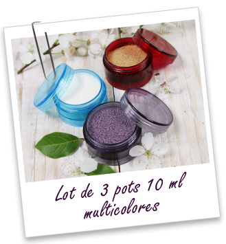 Petits pots multicolores en plastique 10 ml (lot de 3) Aroma-Zone