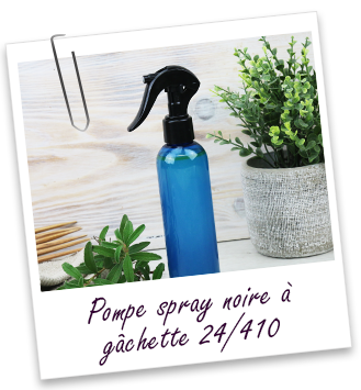 Pompe spray noire à gâchette 24/410 en PP Aroma-Zone