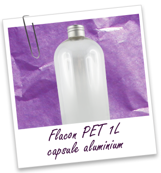Flacon PET cristal 1L et capsule en aluminium Aroma-Zone