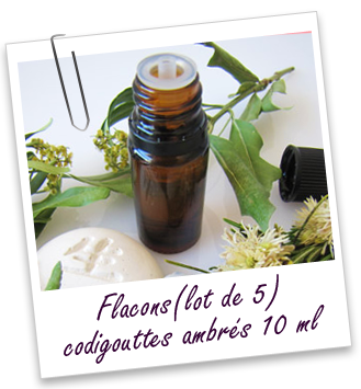 Flacons en verre ambré 10 ml avec capsules codigouttes (lot de 5) Aroma-Zone