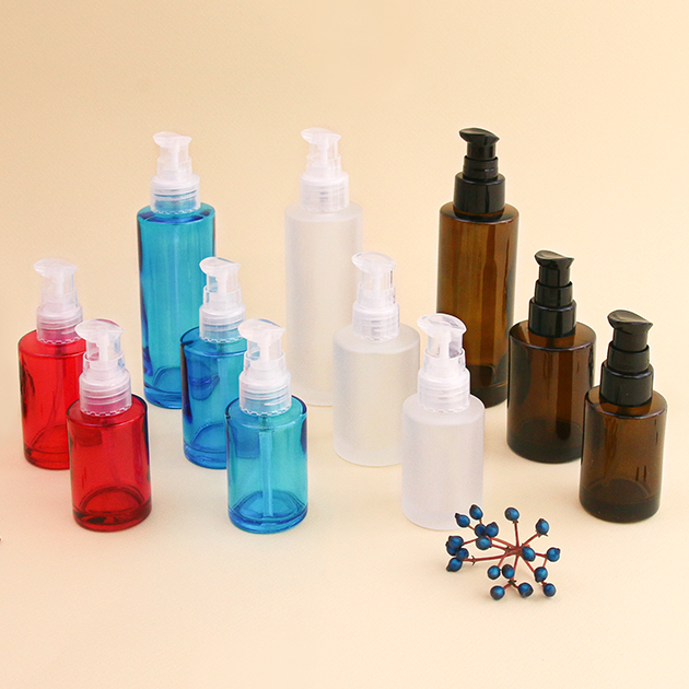 Flacon verre en couleur avec pompe crème Flacon verre en couleur avec pompe crème