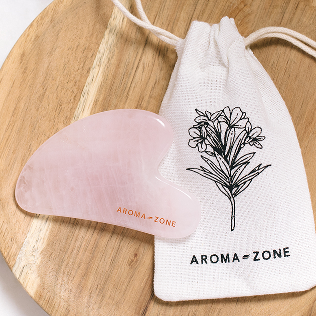 Gua Sha visage quartz rose avec pochette en coton Gua Sha visage quartz rose avec pochette en coton