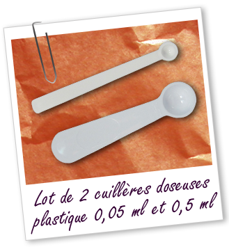 Cuillères doseuses en plastique 0.5 ml et 0.05 ml Aroma-Zone