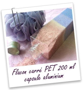 Flacon PET cristal carré 200 ml et capsule en aluminium Aroma-Zone